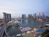 The Helix Bridge and Marina Bay Sands  Elevated View over Singapore  Marina Bay  Singapore