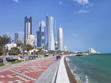 Corniche Towards New Skyline of West Bay Central Financial District  Doha  Qatar  Middle East
