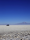 A 4x4 on Salar de Uyuni  the Largest Salt Flat in the World  South West Bolivia  Bolivia