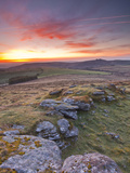A Colourful Dawn on Chinkwell Tor in Dartmoor National Park  Devon  England  United Kingdom  Europe