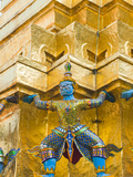 Guardian Statues Supporting a Golden Chedi  Grand Palace  Bangkok  Thailand  Southeast Asia  Asia