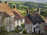 Gold Hill  and View over Blackmore Vale  Shaftesbury  Dorset  England  United Kingdom  Europe