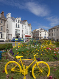 Traffic Roundabout with Painted Bicycles  Seaton  Devon Heritage Coast  Devon  England  UK  Europe