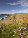 Looking Down to the Bedruthan Steps on the North Cornwall Coastline  Cornwall  England  UK  Europe