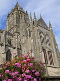 St  Peter Church Dating from the 15th Century  with Flowers  Coutances  Cotentin  Normandy  France