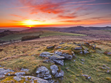 A Colourful Dawn on Chinkwell Tor in Dartmoor National Park  Devon  England  United Kingdom  Europe