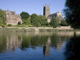 Kleve Walk with Cathedral on East Bank of River Severn  Worcester  Worcestershire  England  UK