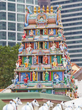 Close Up of Gopuram of Sri Mariamman Temple  a Dravidian Style Temple in Chinatown  Singapore