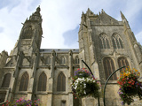 St  Peter Church Dating from the 15th Century  with Flowers  Coutances  Cotentin  Normandy  France