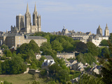 Panorama with Notre Dame Cathedral and St Peter Church  Coutances  Cotentin  Normandy  France
