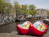 Souvenir Clogs and Canal  Amsterdam  Holland  Europe