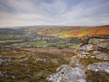 Looking Down to Widecombe-In-The-Moor from Chinkwell Tor in Dartmoor National Park  Devon  England