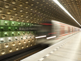 Metro Carriages Arriving at Malostranska Station  Mala Strana  Prague  Czech Republic  Europe