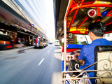 Tuk Tuk Driver Speeding in Bangkok  Thailand  Southeast Asia  Asia