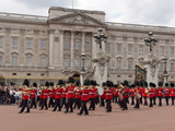 Band of Scots Guards Lead Procession from Buckingham Palace  Changing Guard  London  England