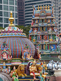 Close Up of Gopuram of Sri Mariamman Temple  a Dravidian Style Temple in Chinatown  Singapore
