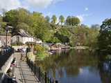 Sitting on the Riverside in Spring  Knaresborough  North Yorkshire  England  United Kingdom  Europe