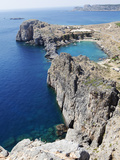 View of the St Paul Bay from the Acropolis of Lindos  Rhodes  Dodecanese  Greek Islands  Greece