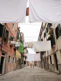 Washing Line Geometry in the Streets of Castello  Venice  Veneto  Italy  Europe