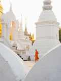 Buddhist Monk Walking around Wat Suan Dok Temple in Chiang Mai  Thailand  Southeast Asia  Asia
