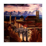 Munich with Leopoldstreet  Siegestor and Alps