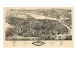 1880  Boston Bird's Eye View  Massachusetts  United States