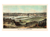 1874  St Paul 1874 Bird's Eye View  Minnesota  United States