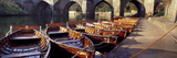 Boats Moored at the Riverside  Elvet Bridge  River Wear  Durham  England
