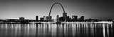 City Lit Up at Night  Gateway Arch  Mississippi River  St Louis  Missouri  USA