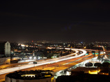 Streaks of Lights of Night Traffic  Los Angeles  California  USA