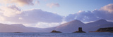Castle at Dusk with Mountains in the Background  Castle Stalker  Argyll  Highlands Region  Scotland