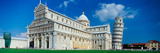 Facade of a Cathedral with a Tower  Pisa Cathedral  Leaning Tower of Pisa  Pisa  Tuscany  Italy