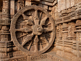 Architectural Detail of Stone Carved Chariot Wheel in the Temple  Sun Temple  Konark  Orissa  India