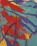 Abstract Painting  c 1982 (Aqua  Red  Indigo  Yellow)