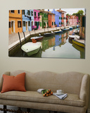 Colorful Burano City Homes Reflecting in the Canal  Italy