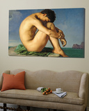 Naked Young Man Sitting by the Sea  1836