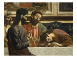 Fresco C1444-50 Last Supper Detail of Jesus Judas and John Asleep
