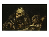 Two Old People Eating Soup 1819 Black Painting 53X85Cm