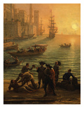 Fighting on the Quay  from Port De Mer Au Soleil Couchant (Sea Port with Setting Sun) (Detail)