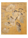 Promenade of a Notable  from Genre Scenes  8 Panel Screen  Ink and Colour on Silk  Korea  Detail