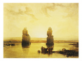 The Colossi of Memnon During the Flood  Left Bank of the Nile  Lithograph  1838-9