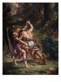 Le Combat De Jacob Et L'Ange (Jacob Fighting the Angel)  1855-61 Fresco  (Detail)