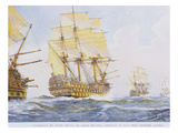 18th Century Ships in Single File Close-Hauled to Starboard Tack