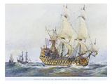 French Premier Rang  First Rating  Ship  of the Time of Colbert  Watercolour Reconstruction