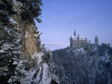 King Ludwig's Schloss Neuschwanstein  in a Snowy Mountain Landscape