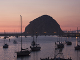 Boats Anchored at Sunset Near Morro Rock
