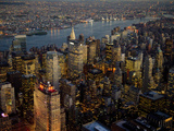 Aerial View of New York City  Hudson River and New Jersey at Night