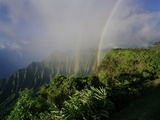 A Double Rainbow Arcs over the Lush Kalalau Valley