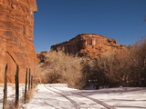 Tire Tracks in the Snow at the Canyon De Chelly Cliffs