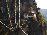 Prayer Flags Sway in the Wind Near Taktsang Monastery